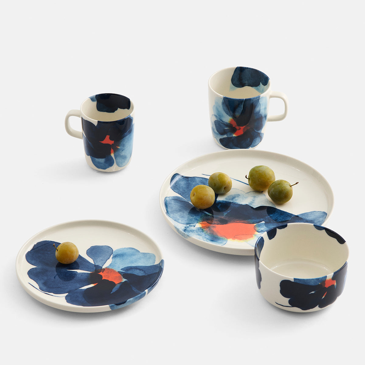 Marimekko Valssi Blue / Orange / White Dinner Plate