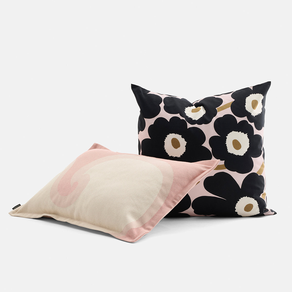 Marimekko Unikko Charcoal / Pink / Brown Throw Pillow