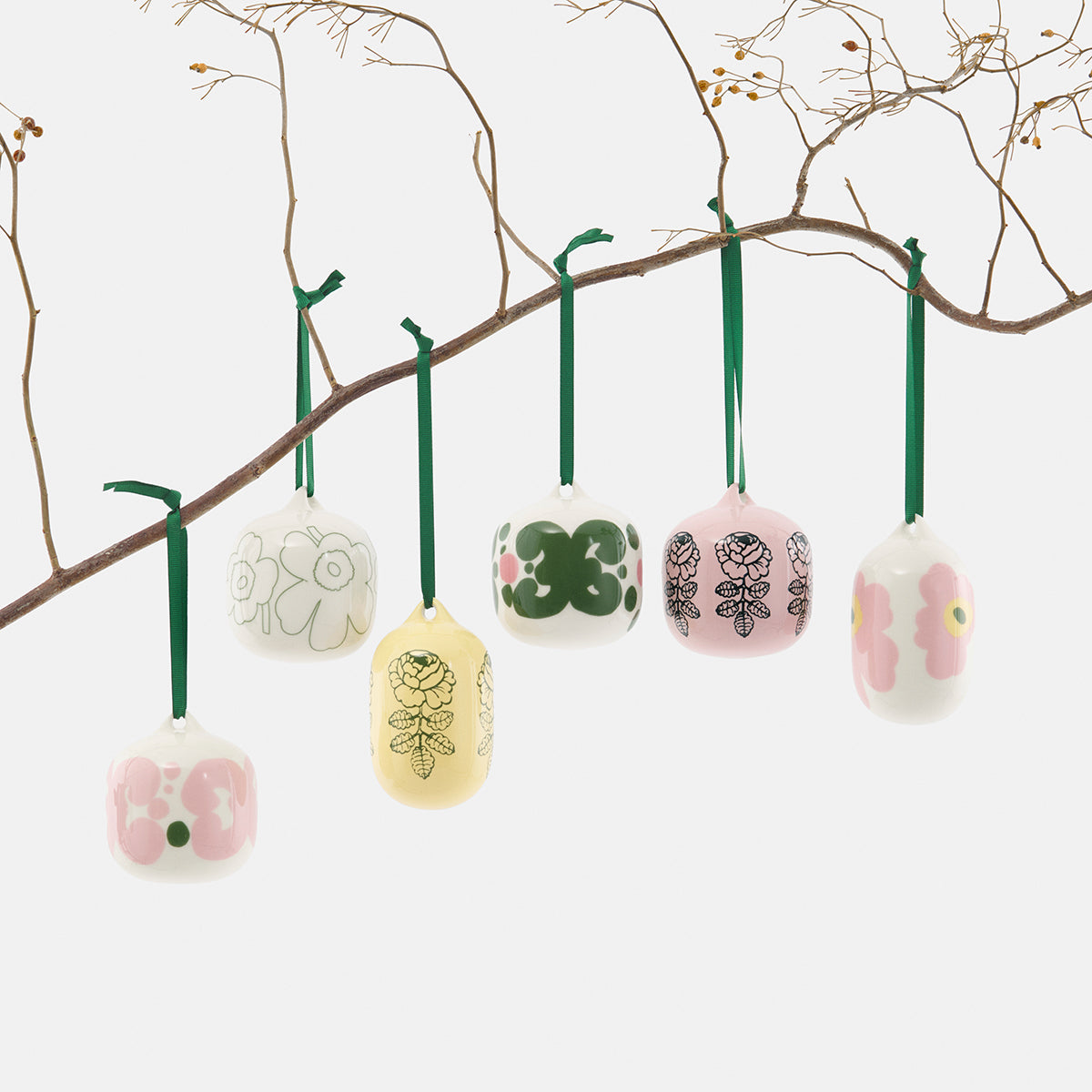 Marimekko Unikko White / Light Pink / Green Collectible Ornament