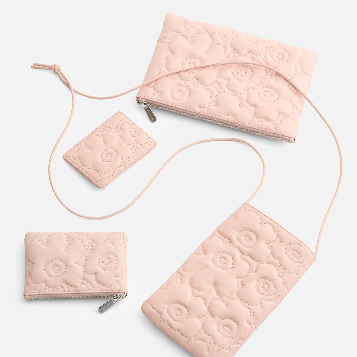 Marimekko Unikko Light Pink Leather Wallet Pouch