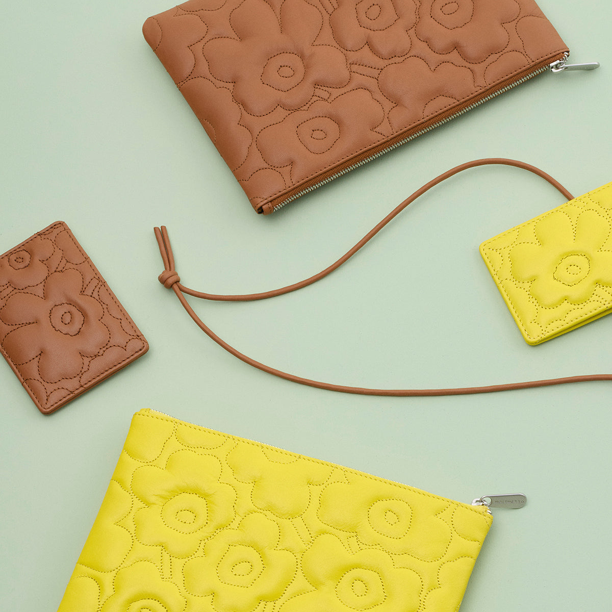 Marimekko Unikko Brown Leather Wallet Pouch
