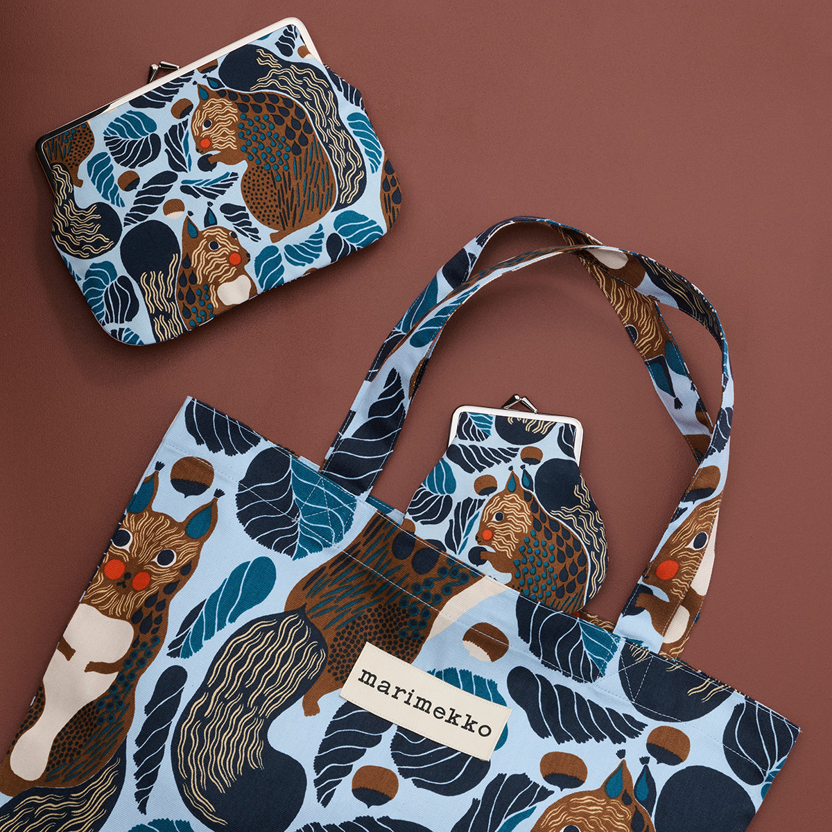 Marimekko Kurre Light Blue / Brown / Multi Small Coin Purse