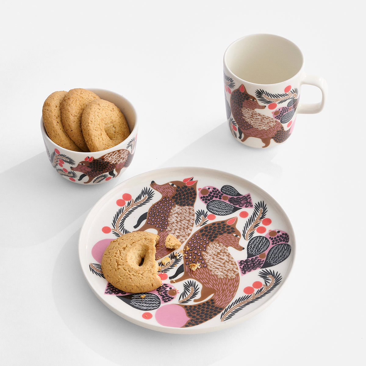 Marimekko Ketunmarja White / Brown / Pink Dessert Bowl