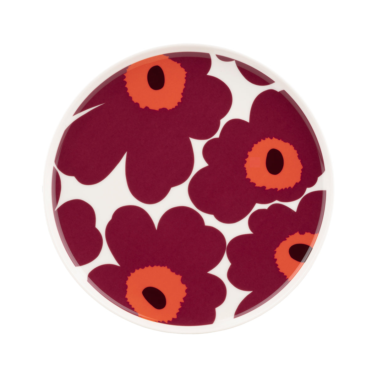 Marimekko Unikko Burgundy / Red / White Salad Plate