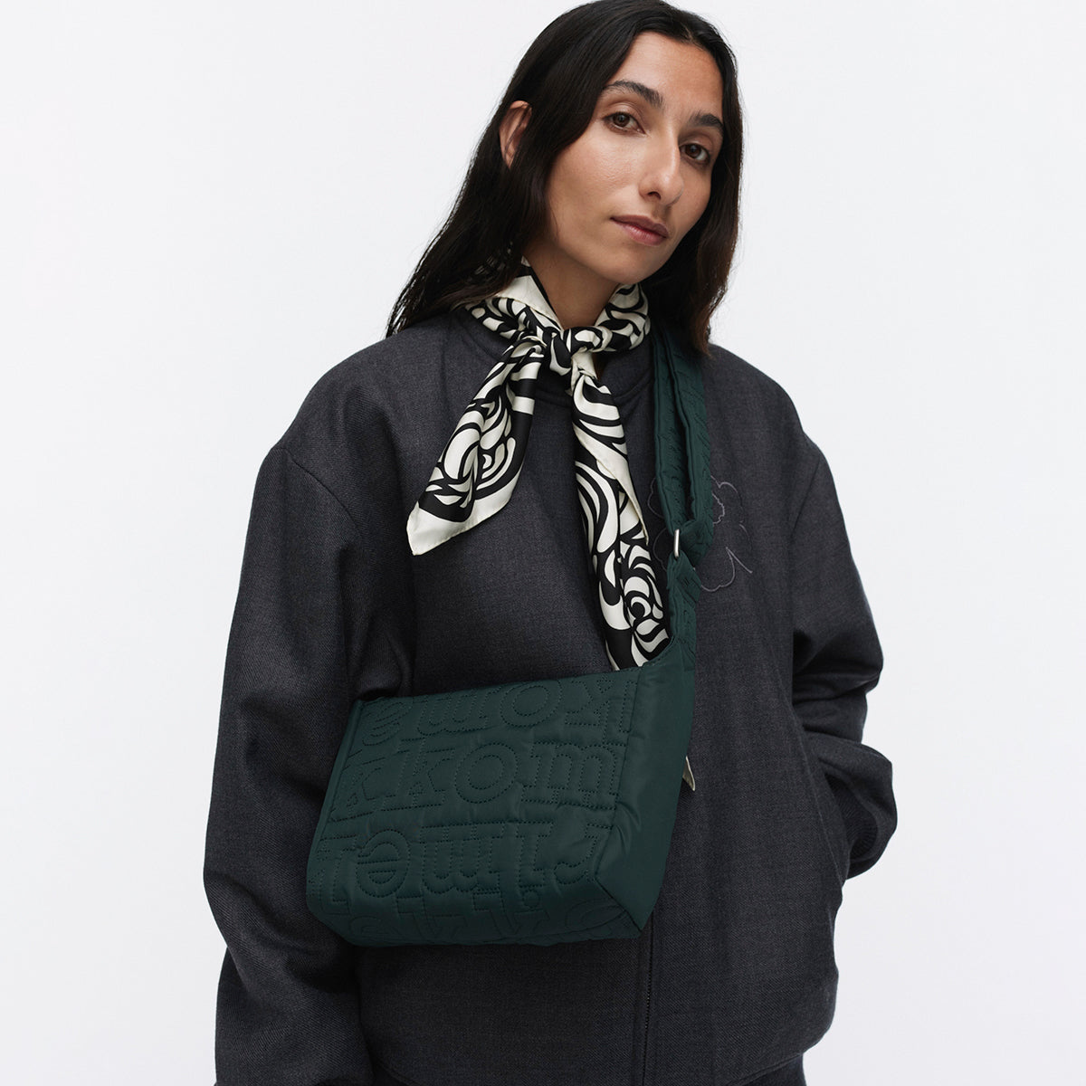 Marimekko Logo Dark Green Small Crossbody Shoulder Joy Bag