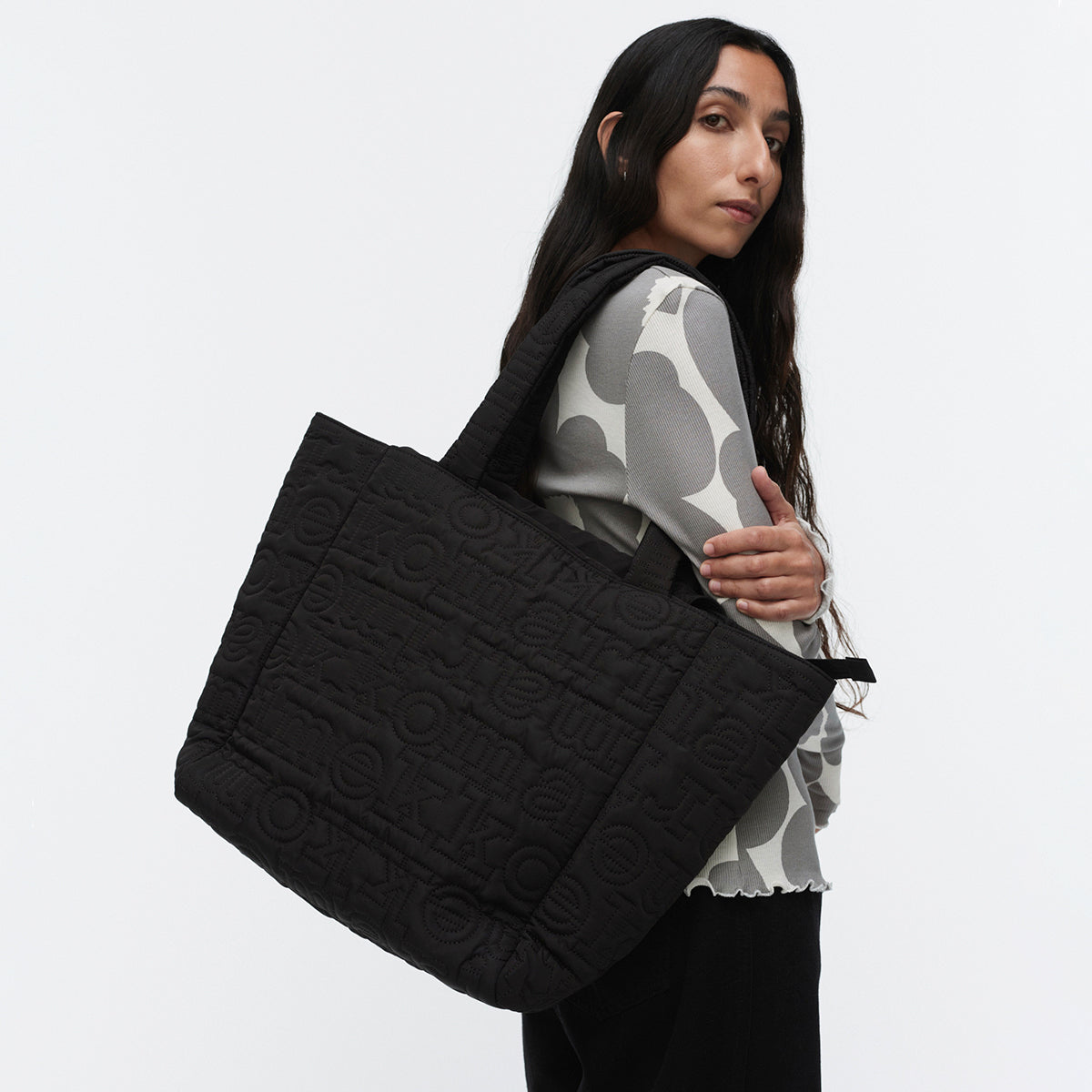 Marimekko Logo Black Medium Joy Tote Bag
