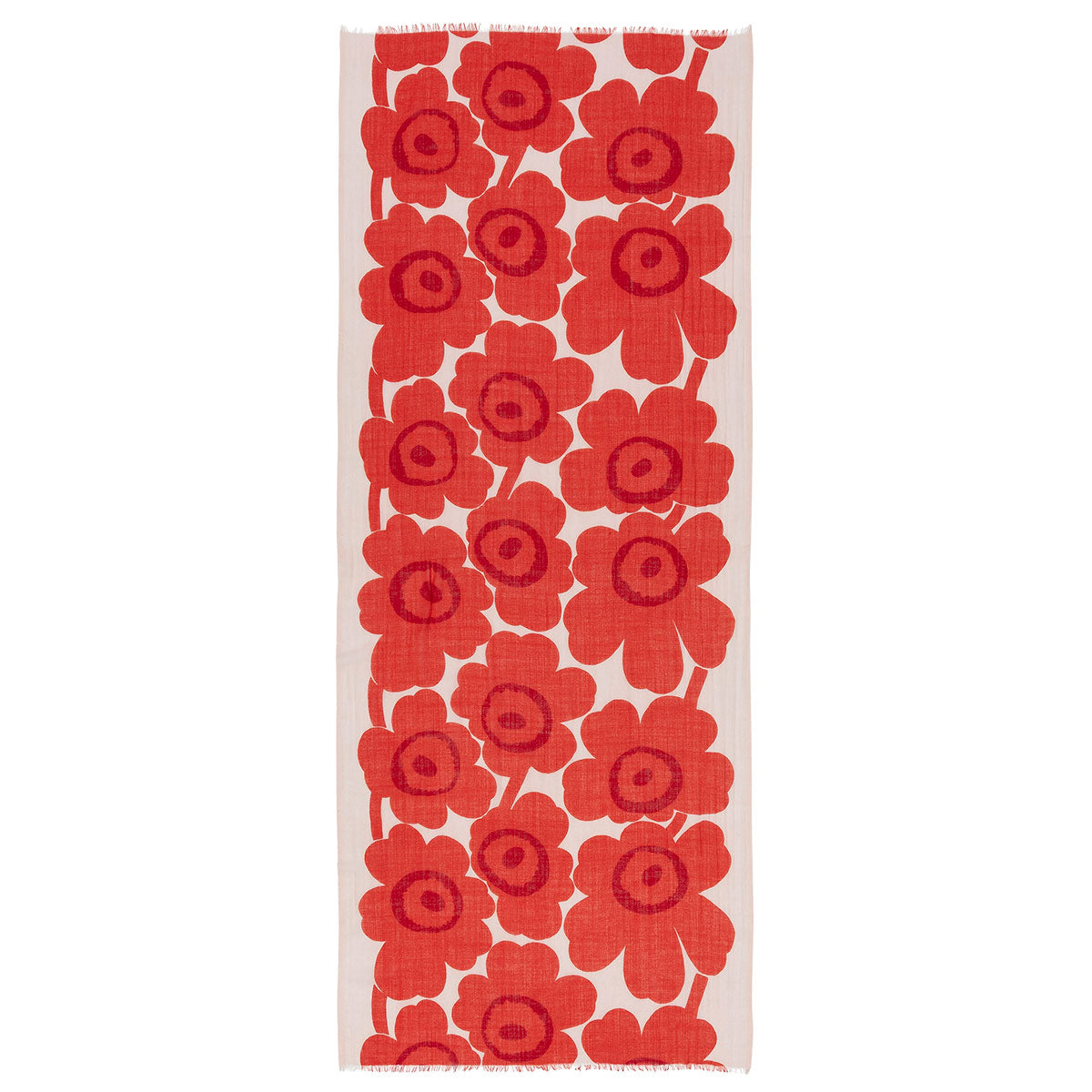 Marimekko Fiore Unikko Red / Light Pink Wool Scarf
