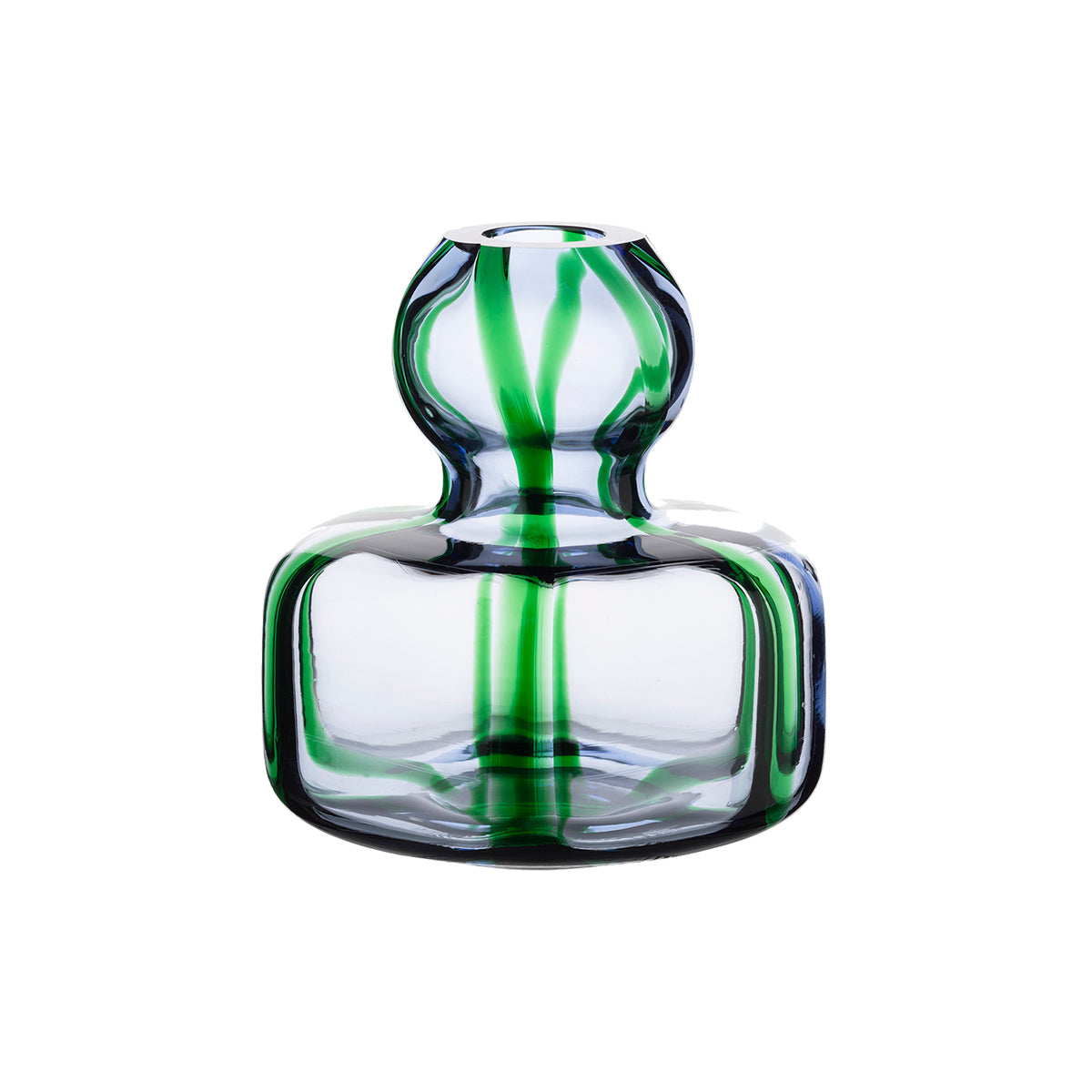 Marimekko Green / Light Blue Glass Flower Vase