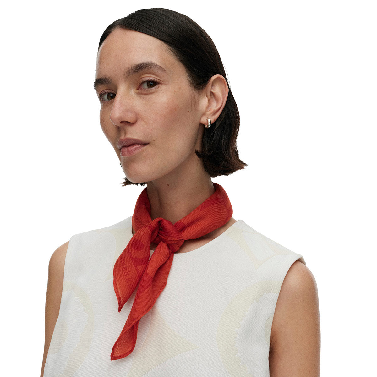 Marimekko Kuittaus Unikko Orange / Dark Orange Wool Scarf