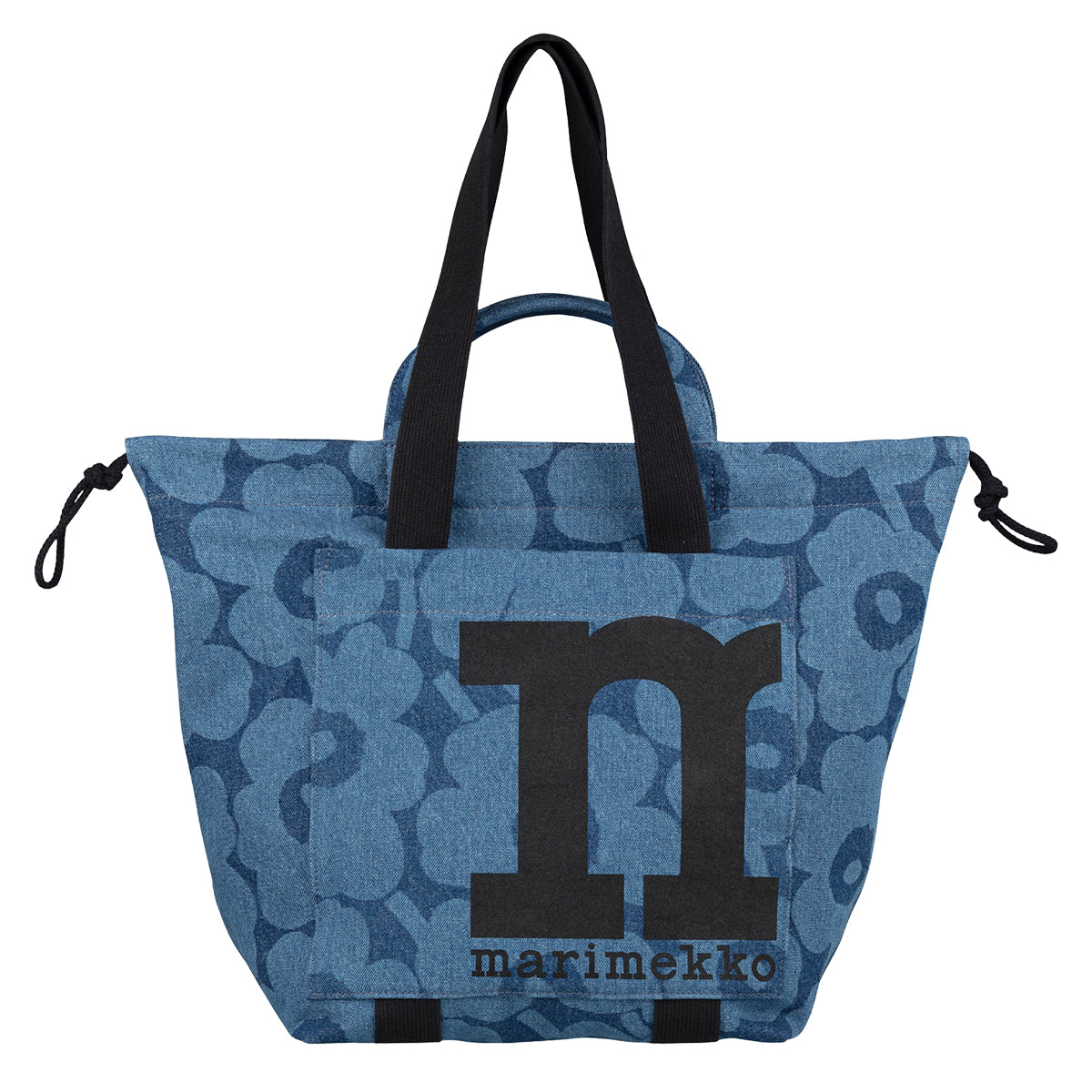 Marimekko Unikko Indigo Denim Mono City Tote Bag