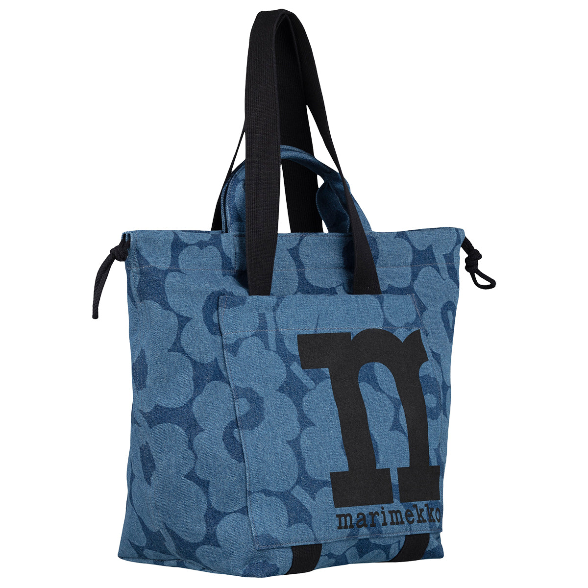 Marimekko Unikko Indigo Denim Mono City Tote Bag