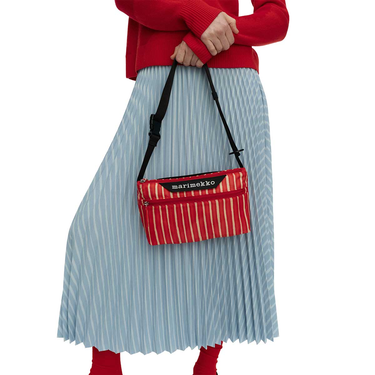 Marimekko Piccolo Red / Beige Small Neat Crossbody Shoulder Bag