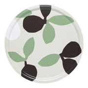 Marimekko Omppo Linen / Sage Green / Black Round Serving Tray