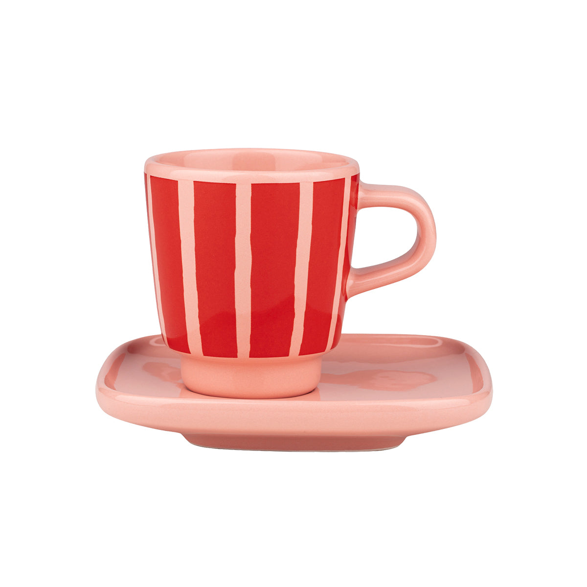 Marimekko Piccolo Light Pink / Red Espresso Cup & Saucer Set