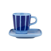 Marimekko Piccolo Light Blue / Dark Blue Espresso Cup & Saucer Set