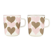 Marimekko Sydamet Pink / Brown / White Mug - Set of 2