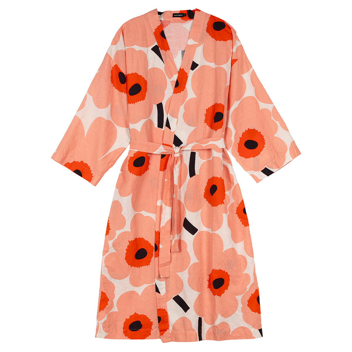 Marimekko Unikko Coral / Off White / Red Bathrobe