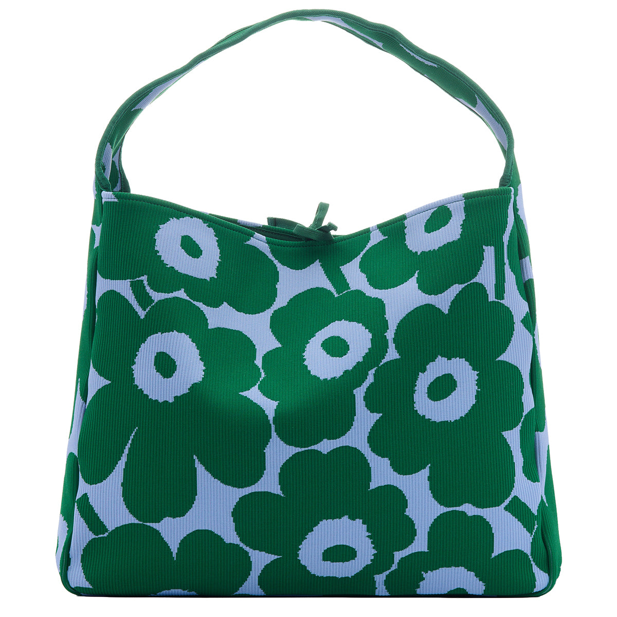 Marimekko Unikko Green / Light Blue Large Knitted Shoulder Bag