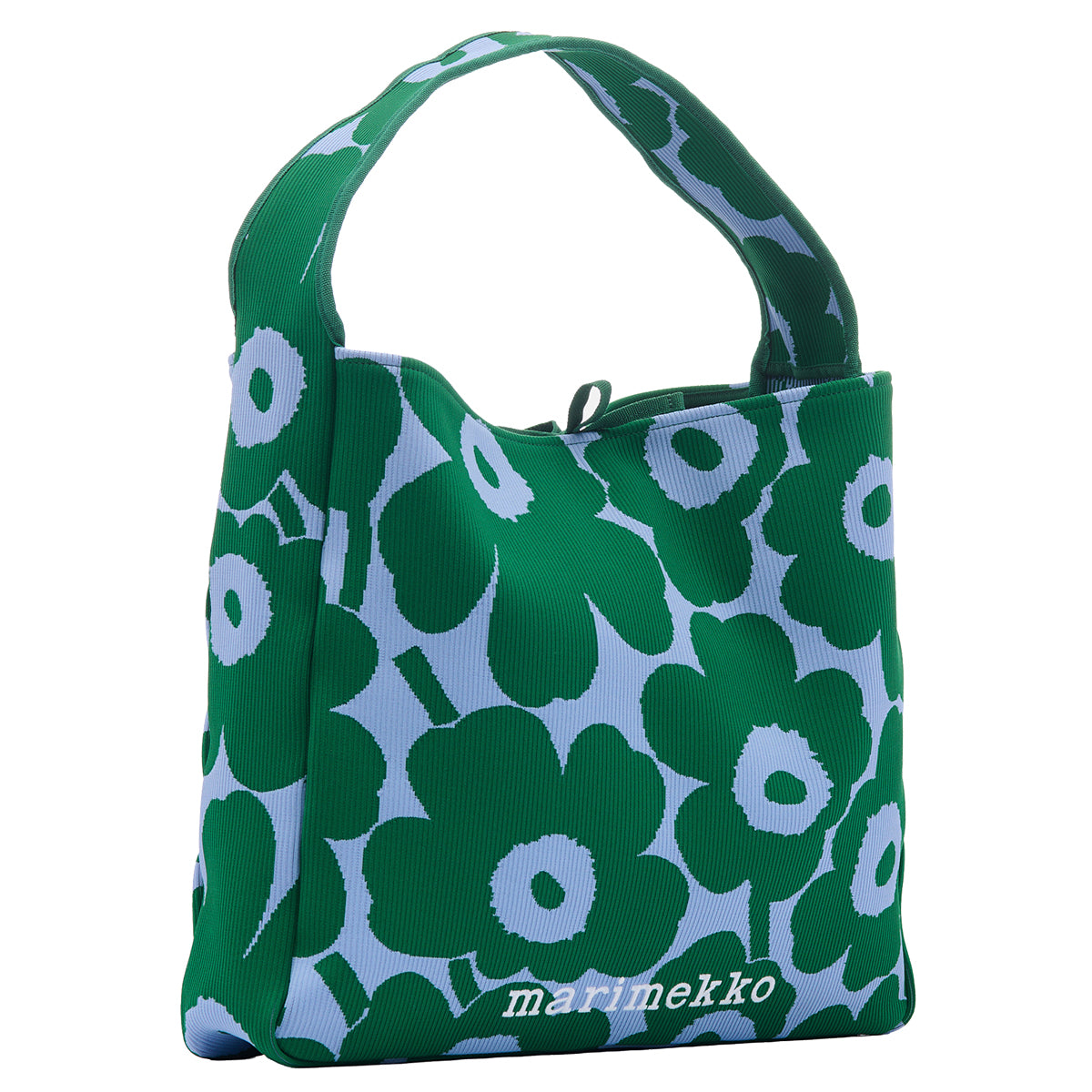Marimekko Unikko Green / Light Blue Large Knitted Shoulder Bag