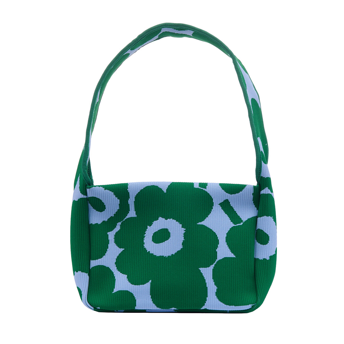 Marimekko Unikko Green / Light Blue Medium Knitted Shoulder Bag