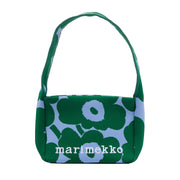 Marimekko Unikko Green / Light Blue Medium Knitted Shoulder Bag
