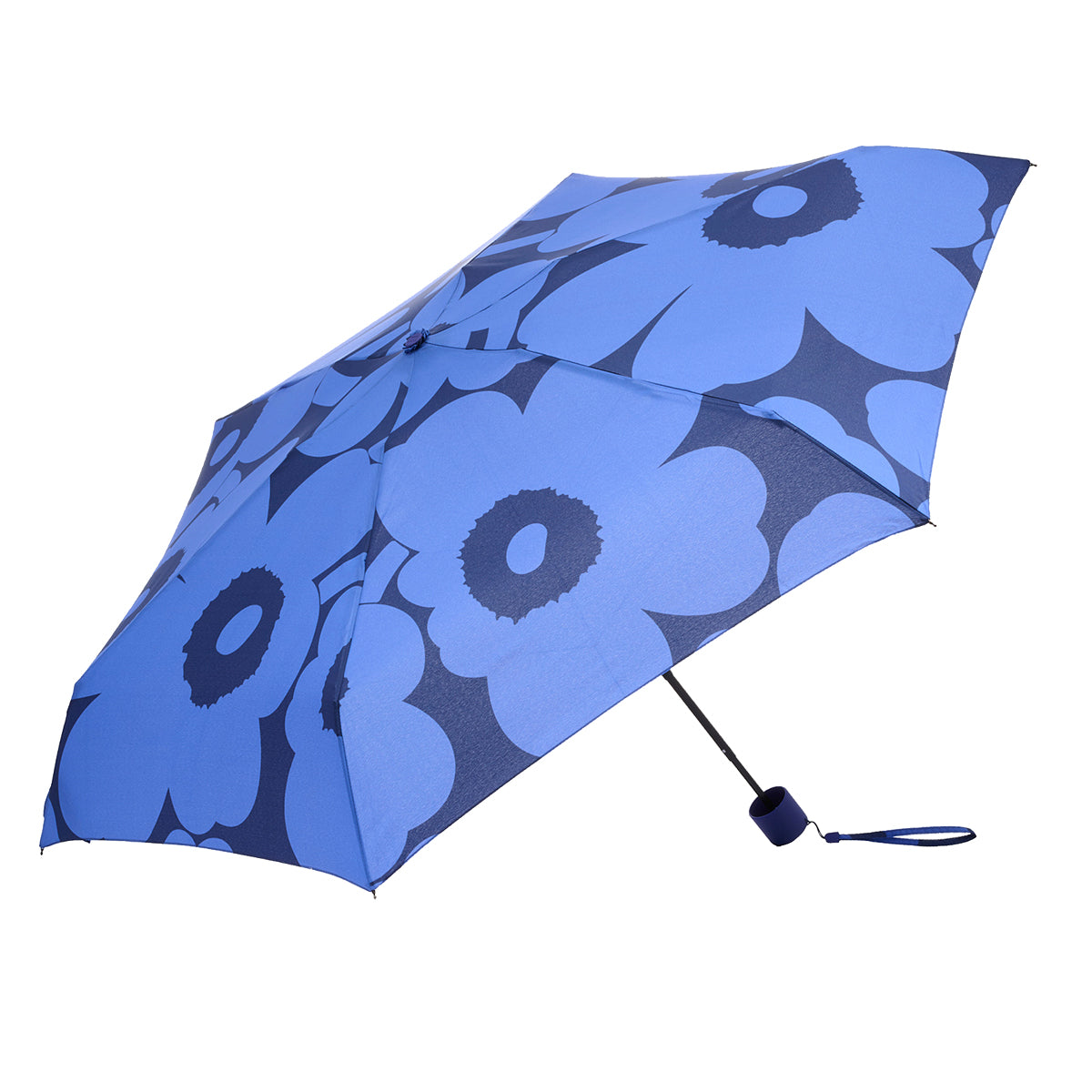 Marimekko Unikko Blue / Dark Blue Mini Manual Umbrella