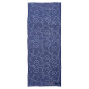 Marimekko Fiore Piirto Unikko Dark Blue / Light Blue Sheer Wool Scarf
