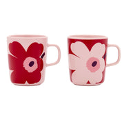 Marimekko Juhla Unikko Light Pink / Cranberry / Plum Mugs - Set of 2