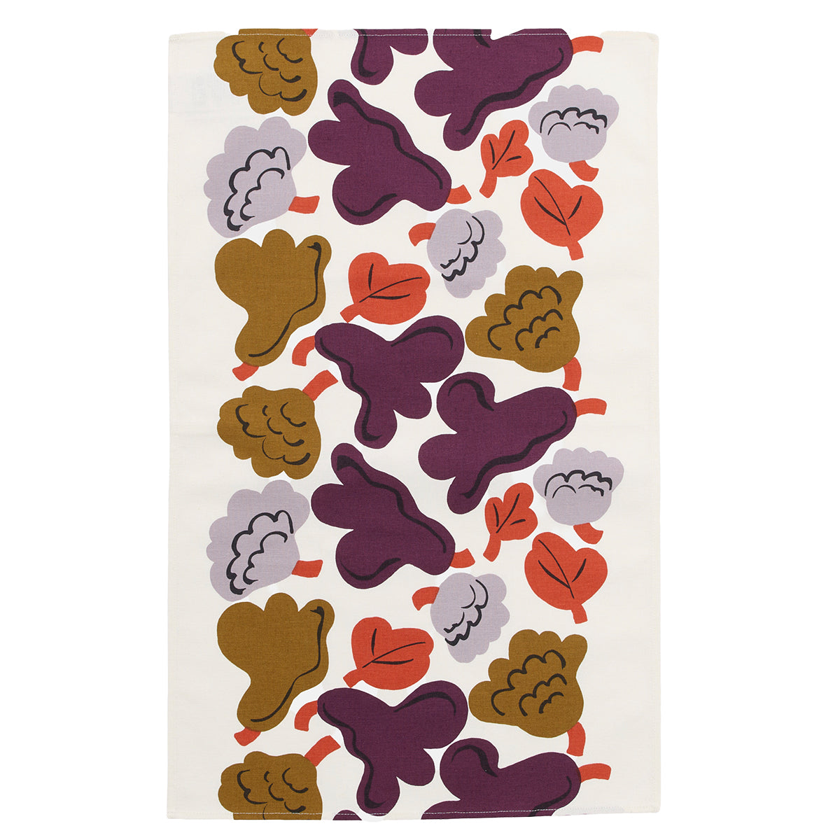 Marimekko Kukasta Kukkaan White / Plum / Bronze Tea Towel