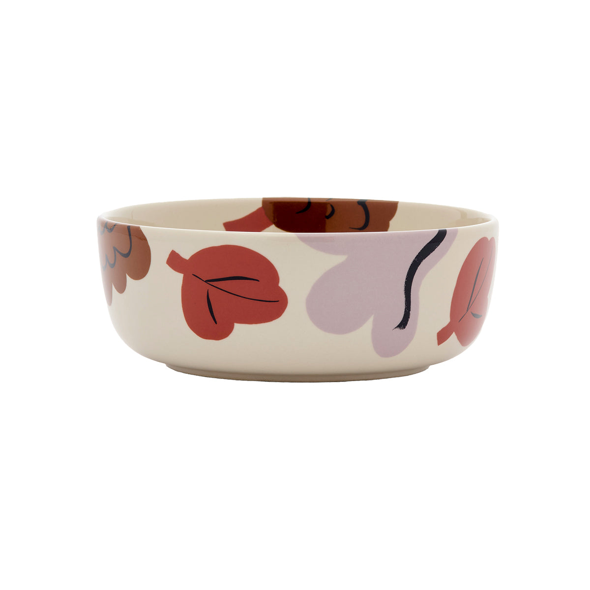 Marimekko Kukasta Kukkaan Stone / Plum / Terracotta Low Soup / Cereal Bowl