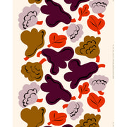 Marimekko Kukasta Kukkaan Off White / Plum / Terracotta Cotton Sateen Fabric Repeat