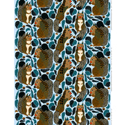 Marimekko Kurre Light Blue / Brown / Multi Cotton Panama Fabric