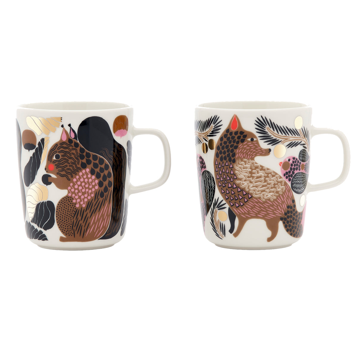 Marimekko Kurre & Ketunmarja White / Brown / Pink Mug Set