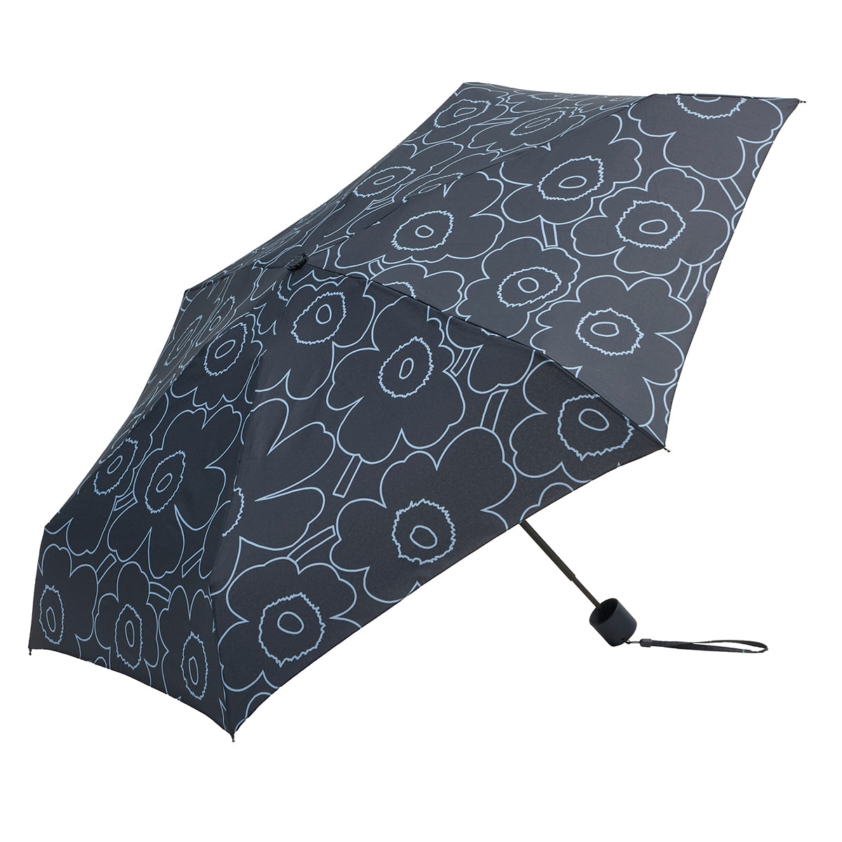 Marimekko Piirto Unikko Dark Blue / Light Blue Mini Manual Umbrella