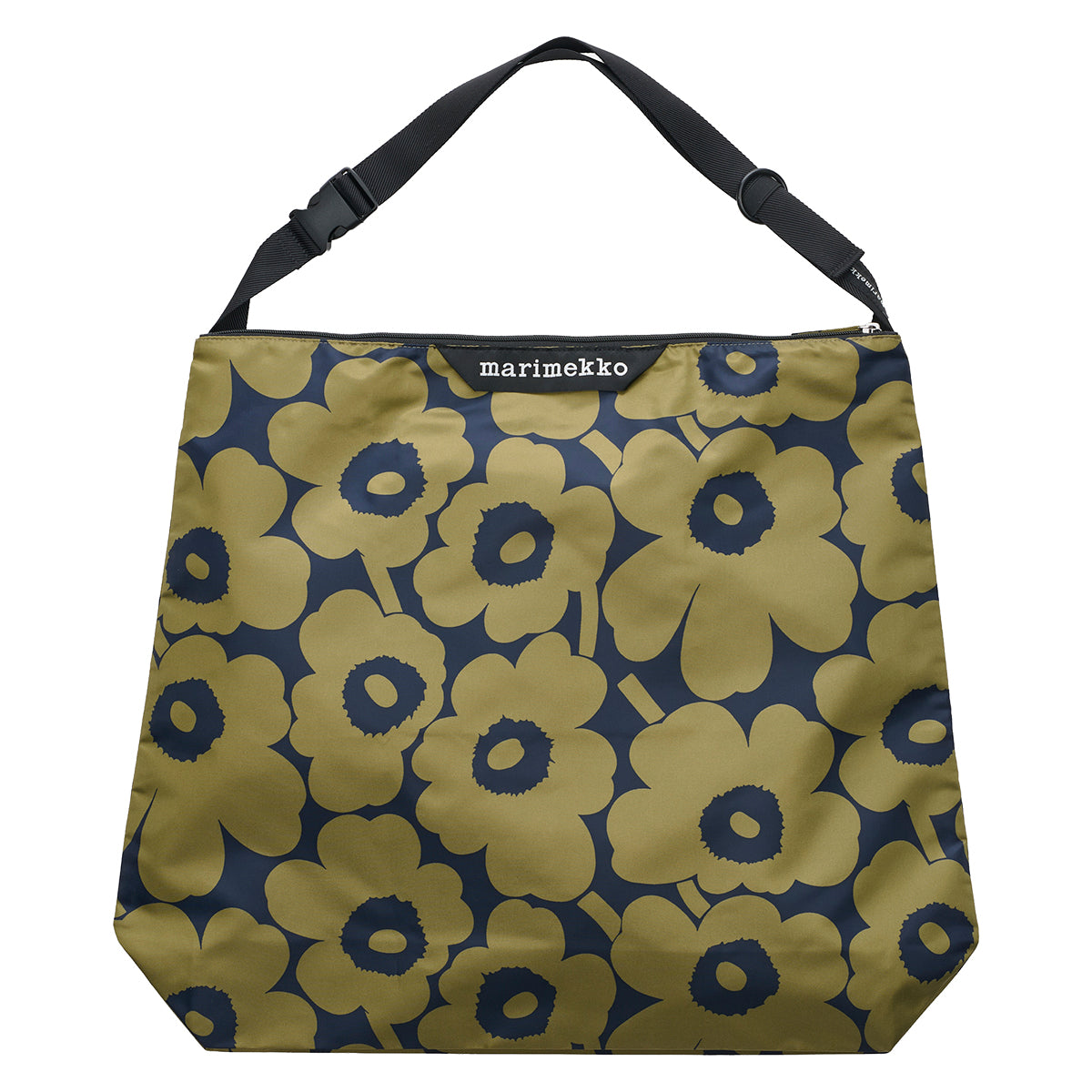 Marimekko Unikko Olive Green / Dark Blue Large Neat Crossbody Shoulder Bag