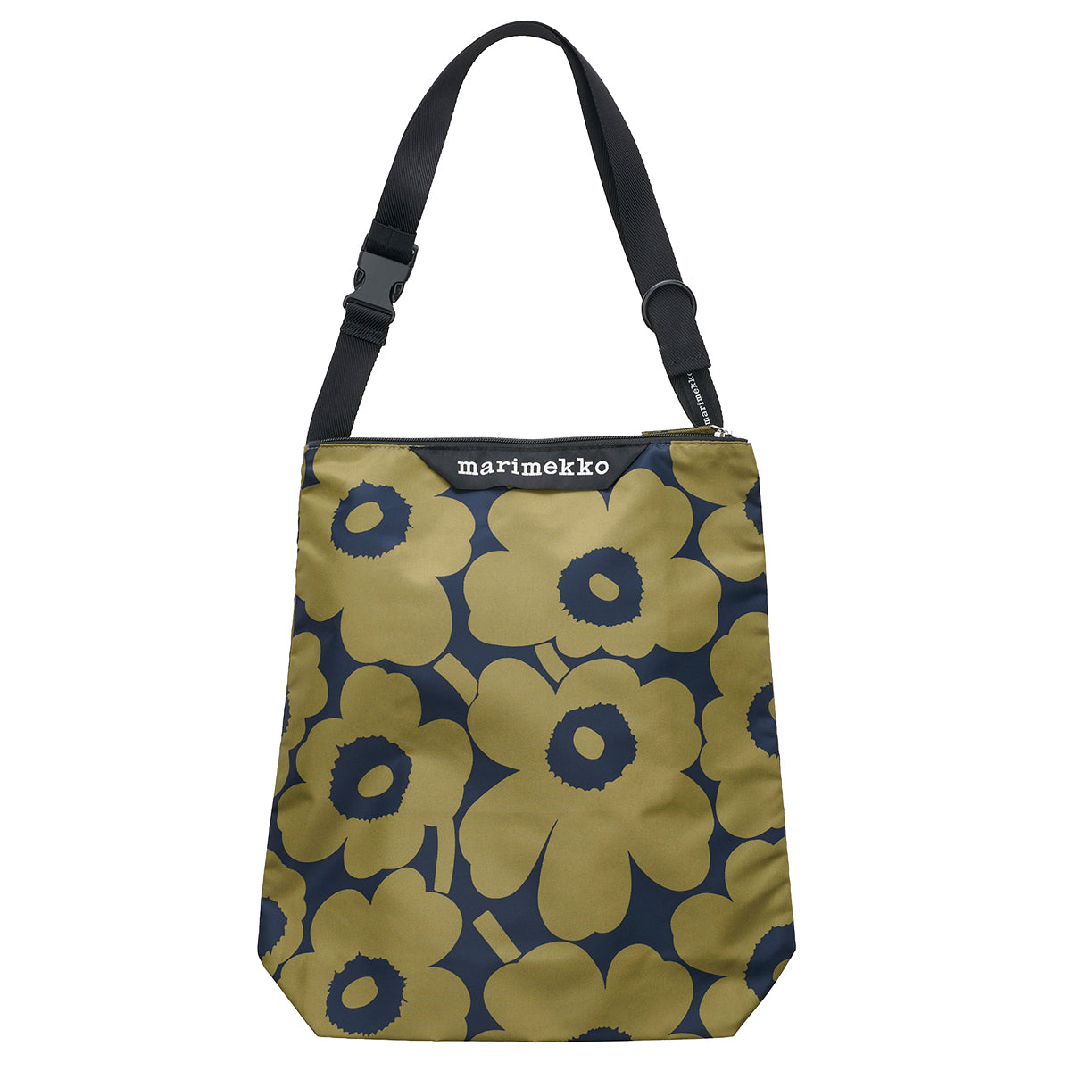 Marimekko Unikko Olive Green / Dark Blue Medium Neat Crossbody Shoulder Bag