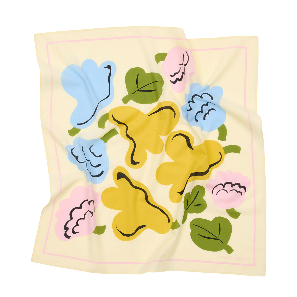 Marimekko Pesofati Kukasta Kukkaan Light Yellow / Light Blue / Light Pink Scarf