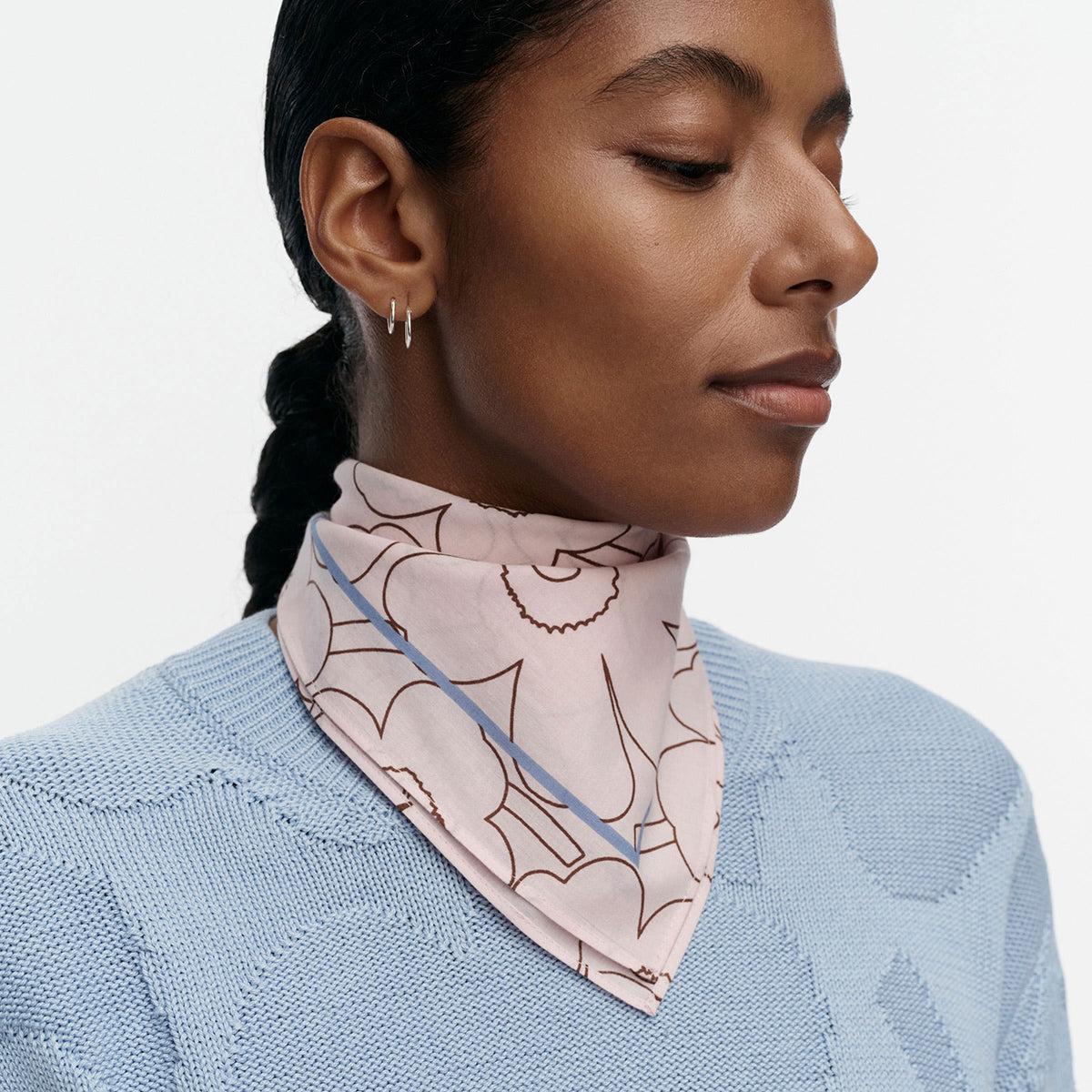 Marimekko Pesofati Piirto Unikko Light Pink / Brown / Blue Scarf