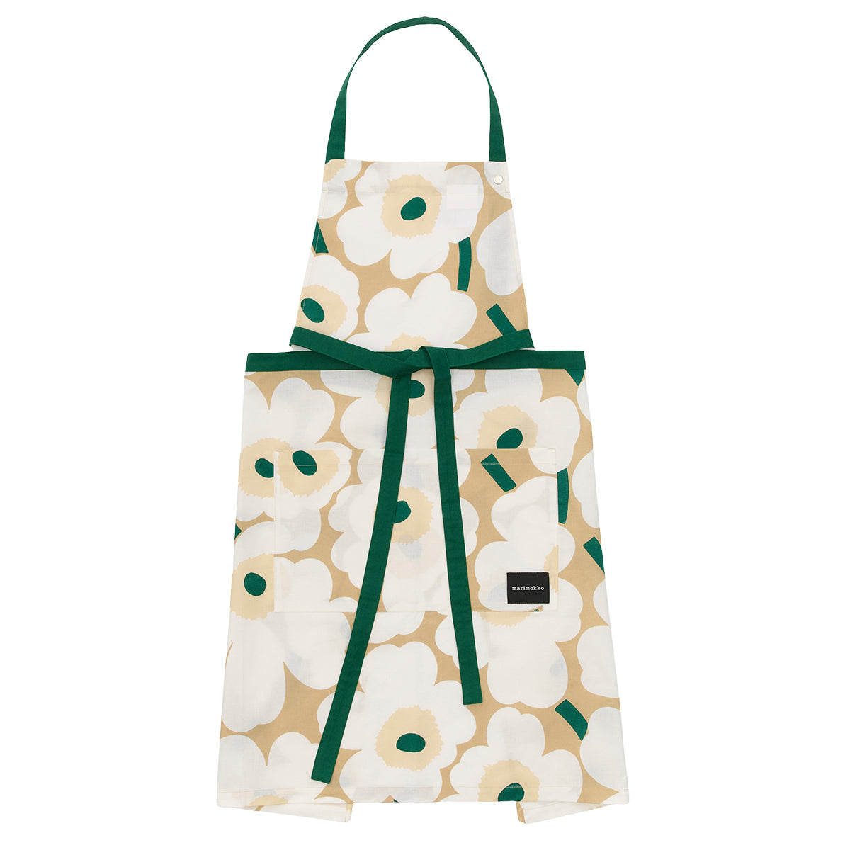 Marimekko Unikko Beige / White / Dark Green Apron