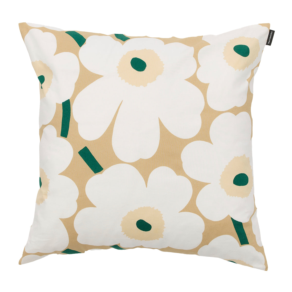 Marimekko Unikko Beige / White / Dark Green Throw Pillow
