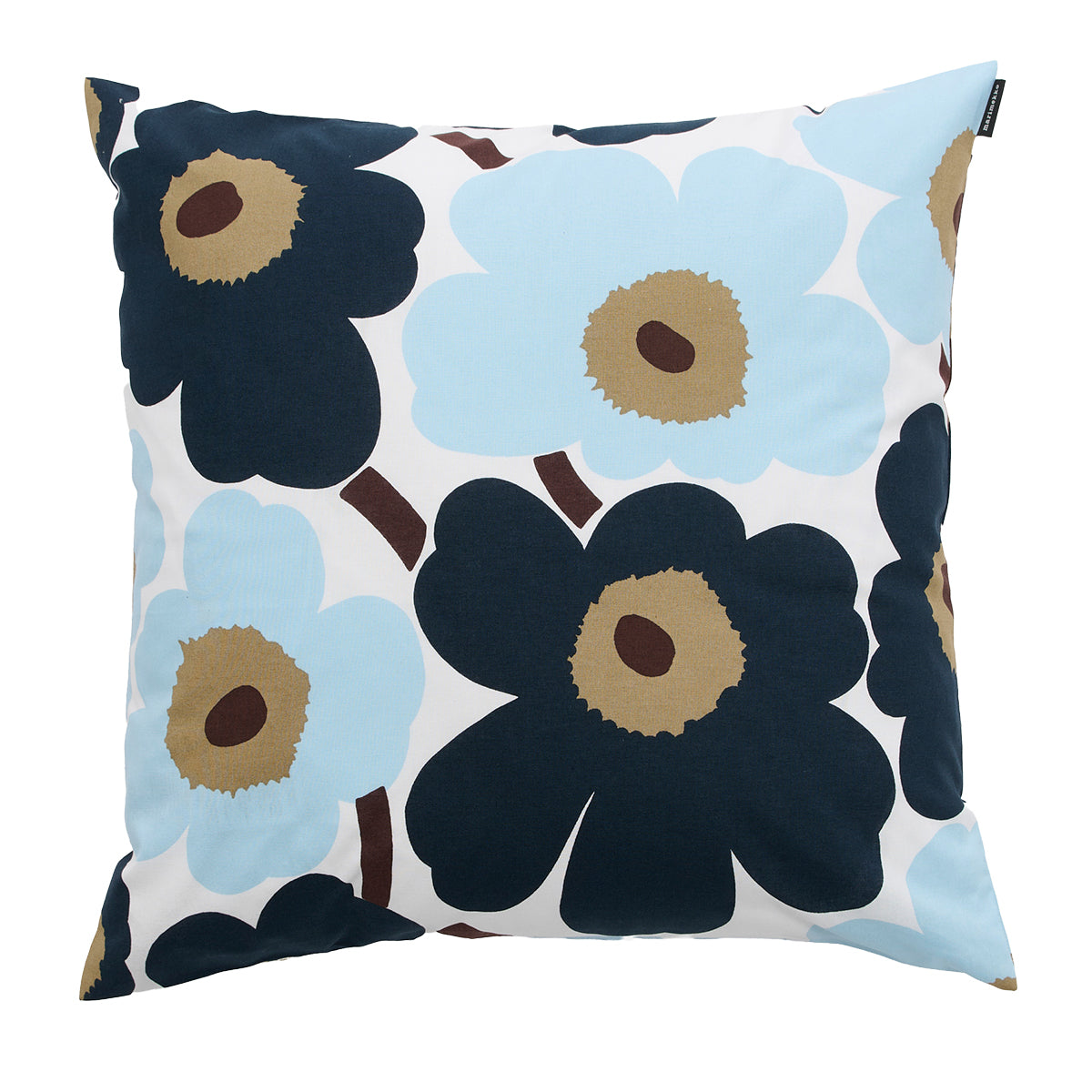 Marimekko Pieni Unikko White / Light Blue / Brown Throw Pillow