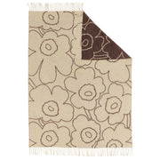 Marimekko Piirto Unikko Cream / Brown Wool Throw Blanket