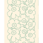 Marimekko Piirto Unikko Off White / Dark Green Linen Fabric