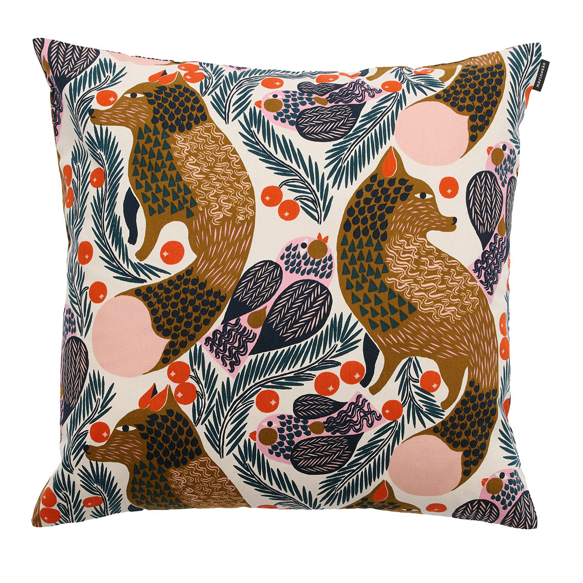 Marimekko Ketunmarja Off White / Brown / Pink Throw Pillow