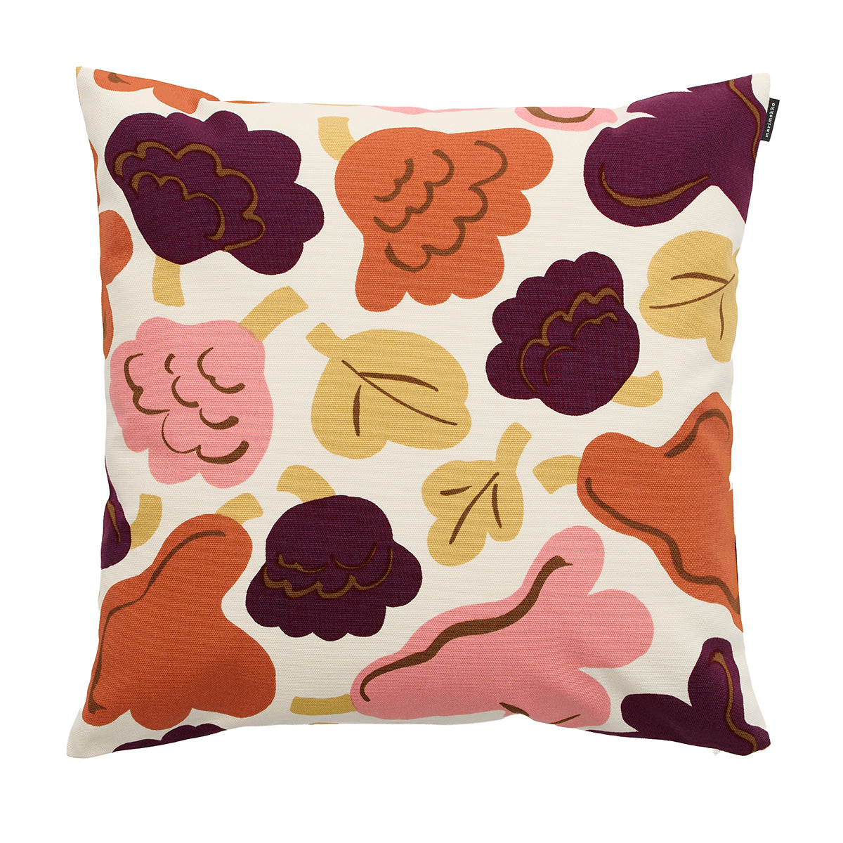 Marimekko Kukasta Kukkaan White / Terracotta / Orange Throw Pillow