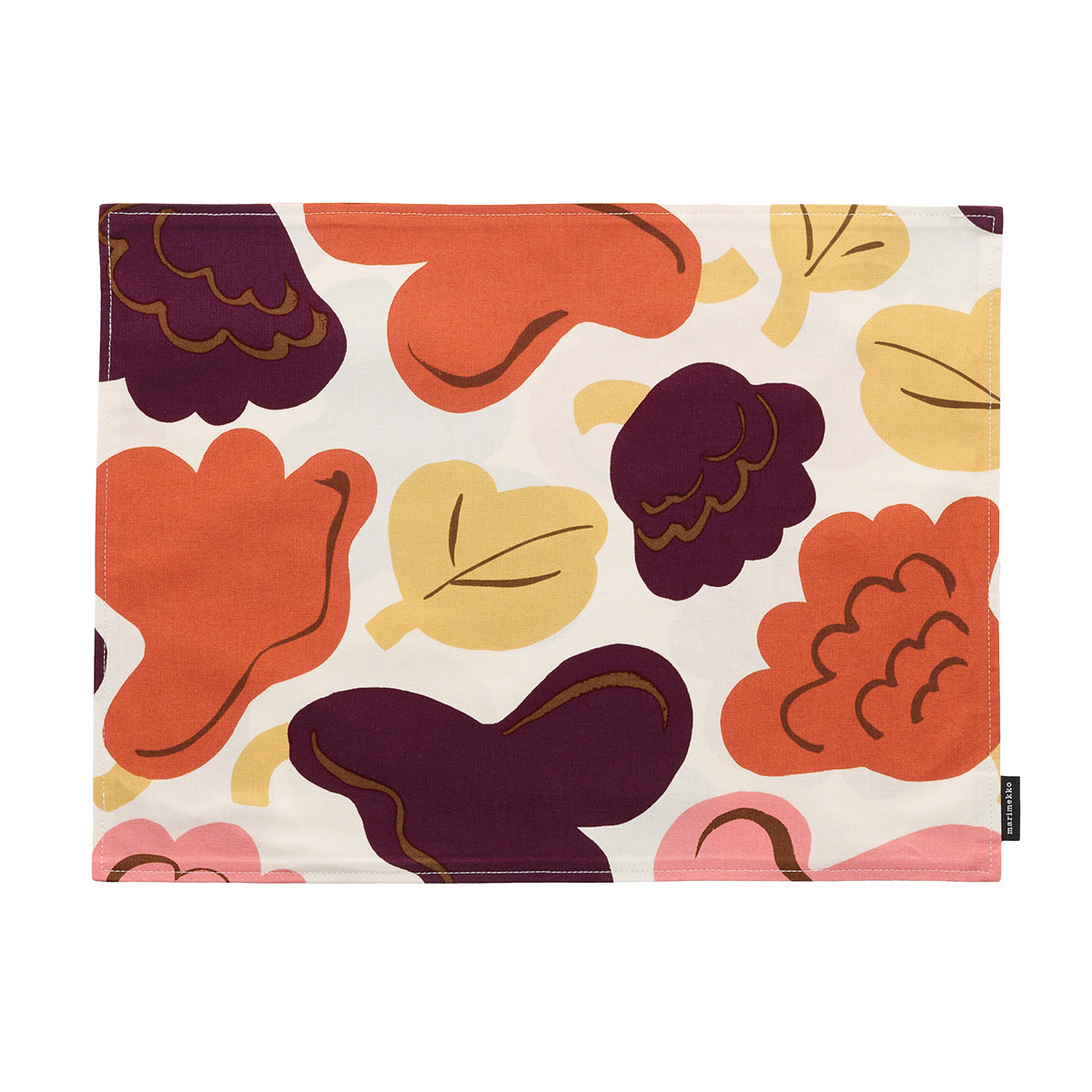 Marimekko Kukasta Kukkaan White / Terracotta / Plum Coated Placemat