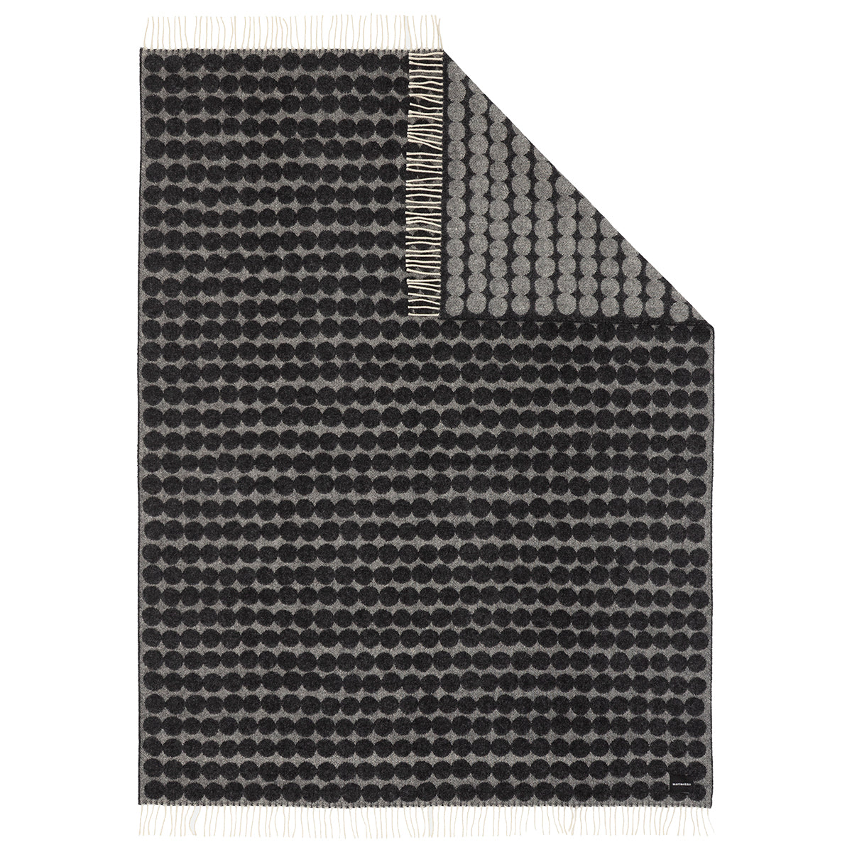 Marimekko Rasymatto Black / Light Grey Wool Throw Blanket