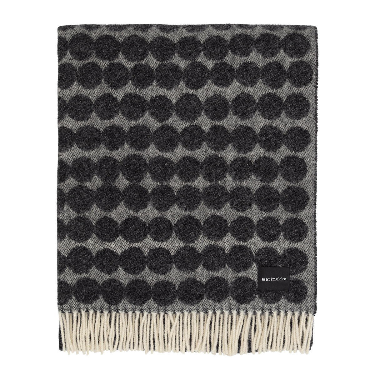 Marimekko Rasymatto Black / Light Grey Wool Throw Blanket