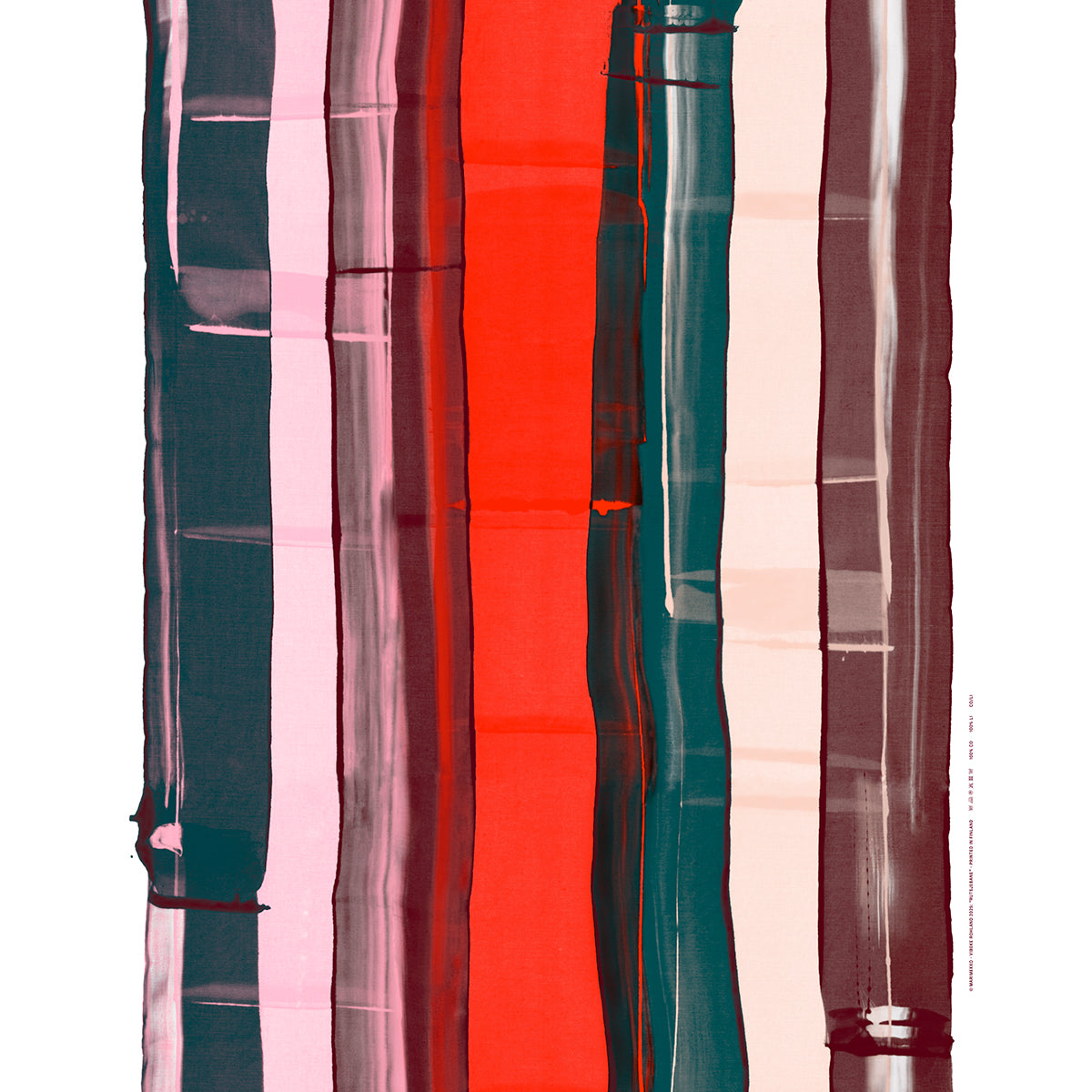 Marimekko Rutsjebane Red / Petrol / Light Pink Medium Weight Cotton Fabric