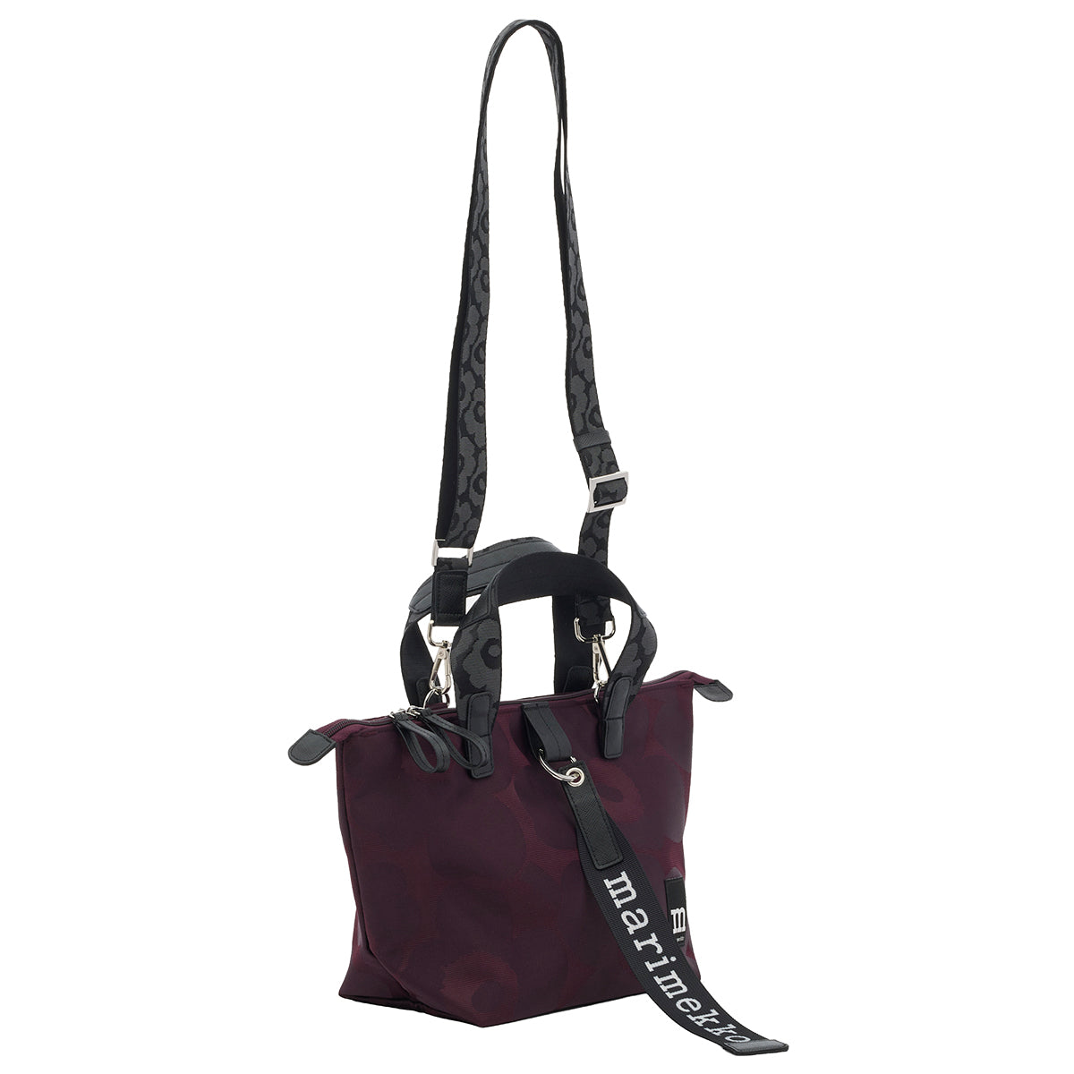 Marimekko Unikko Plum / Black Small Tote Shoulder Bag